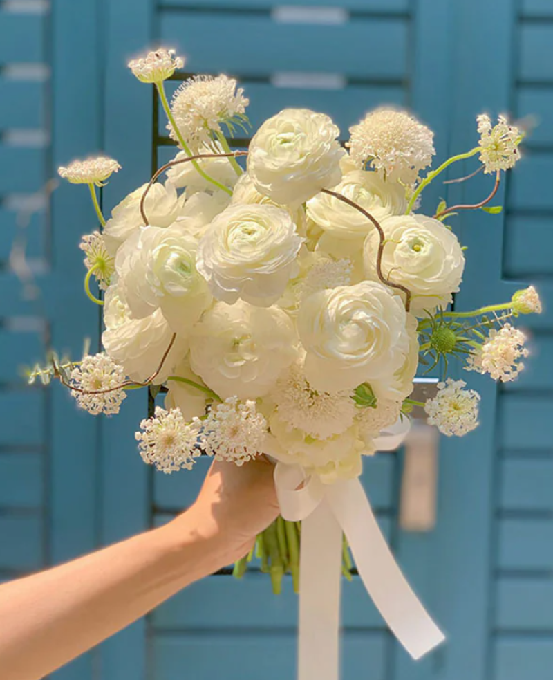 Bó hoa cưới hoa mao lương trắng